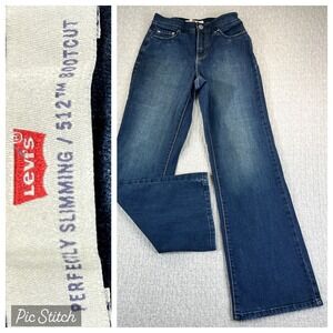 Levi's 512 Bootcut Blue Dress Jeans Women 4S/23X28 1/2 high rise dark wash‎